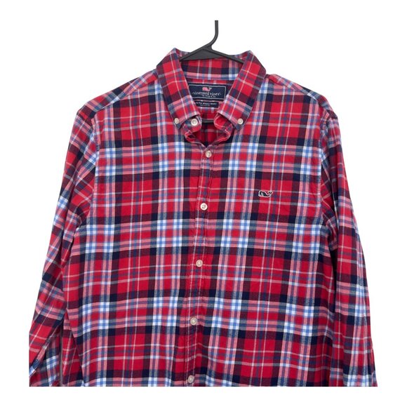 Vineyard Vines Mens Slim Fit Red Plaid Button-Down Whale Shirt SZ Medium - Picture 10 of 11